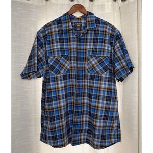 Ariat Rebar Made Tough DuraStretch Work Shirt Plaid Short Sleeve Blue Men's XL